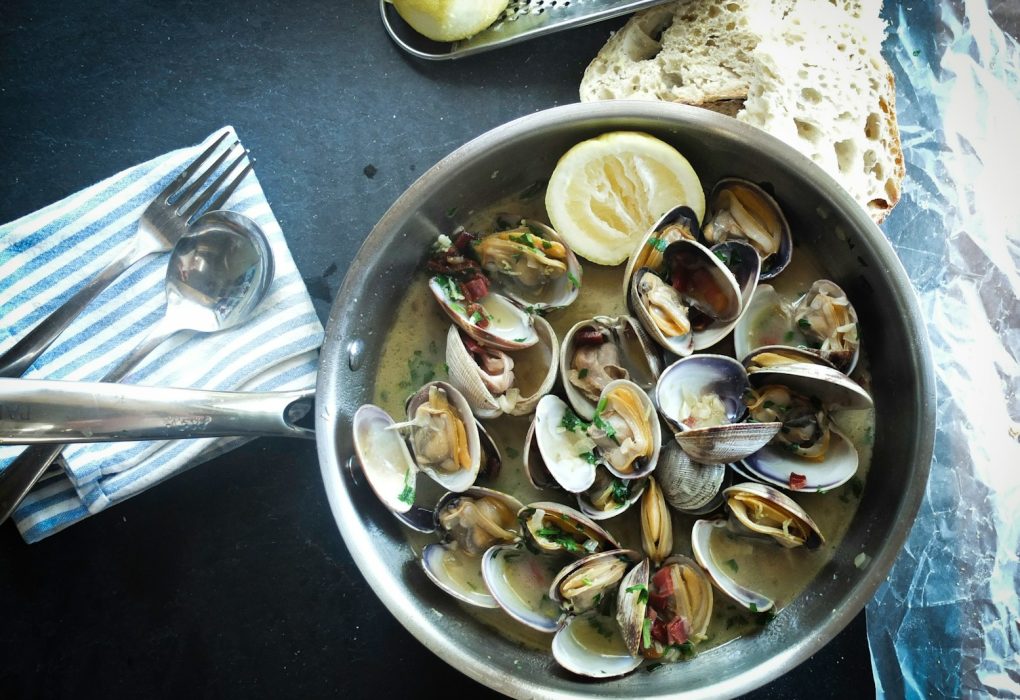 round silver steel bowl with scallops